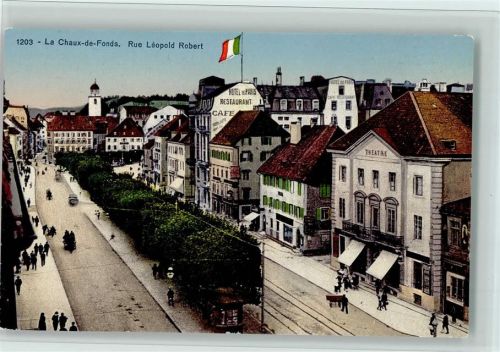 La Chaux-de-Fonds Rue Léopold Robert Pferdekutschen