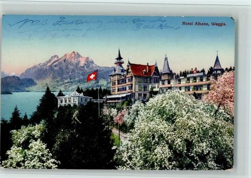 Weggis Hotel Albana blühende Bäume