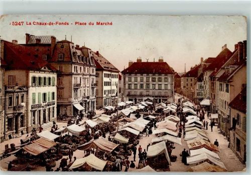La Chaux-de-Fonds 1911 Place du Marche Marktszene