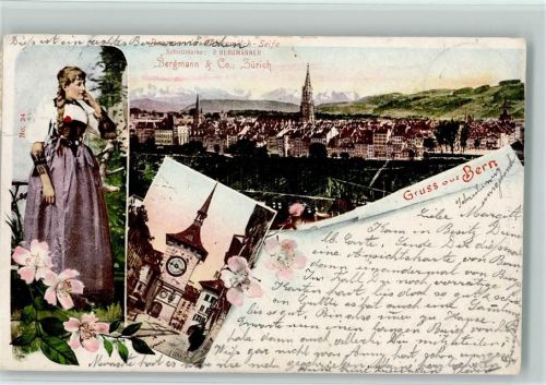 Bern 1898 Frau in Tracht Werbung Bergmann & Co.