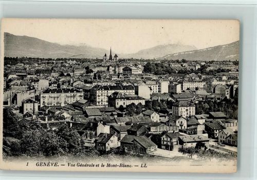 Genève Vue Générale et le Mont-Blanc
