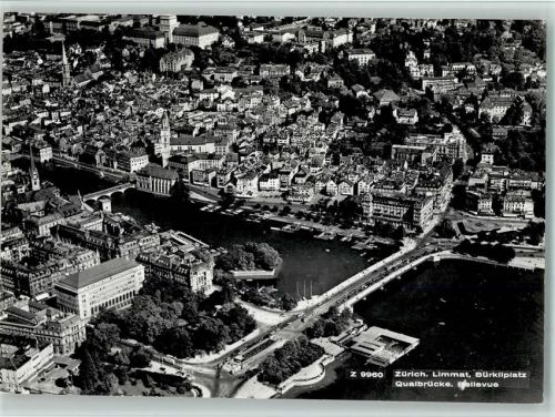 Zürich Limmat Bürkliplatz Quaibrücke Bellevue Fliegeraufnahme