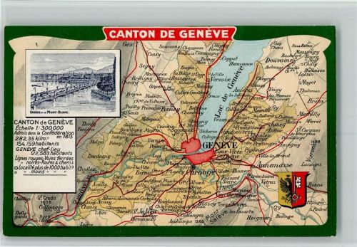 Genève 1919 Canton de Geneve Karte