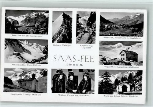 Saas-Fee Waliser Frauen in Tracht Fletschhorn