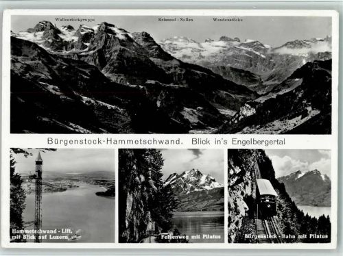 Bürgenstock Hammetschwand Blicks in's Engelbergertal 4-Bildkarte