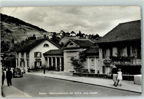 Baden 1957 Bäderheilstätte der SUVA zum Schiff Oldtimer