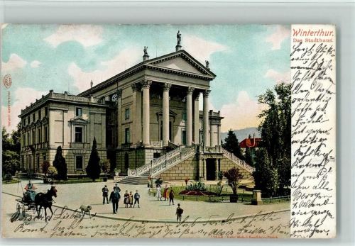Winterthur 1908 Das Stadthaus Pferdetroschke