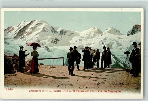 Lyskamm Castor et Pollux Vu du Gornergrat Stempel Hotel Belvedere Touristen