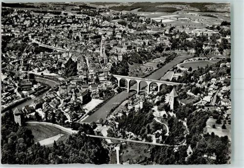 1700 Fribourg Freiburg Gebrauchsspuren Fliegeraufnahme