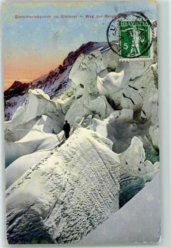 Boncourt 1920 Gletscherlabyrinth im Eismeer Weg zur Berghütte