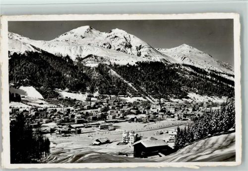 Davos Platz 1952 Winter - mit Schatzalp und Schiahorn AK