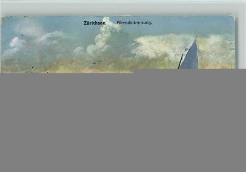 Zürich 1919 Zürichsee - Abendstimmung, Segelboot, Werbung: Adolf Grieda Seidenstoffe