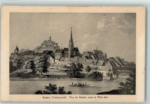 Baden 1913 Totalansicht 1840 Iconographie de Baden
