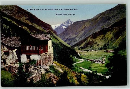 Saas-Grund Blick auf Saas-Grund von Bodmen aus Bietschhorn