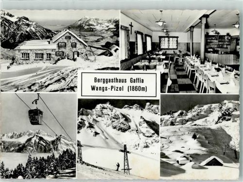 7323 Wangs 1966 Winter Berggasthaus Gaffia und Seilbahn