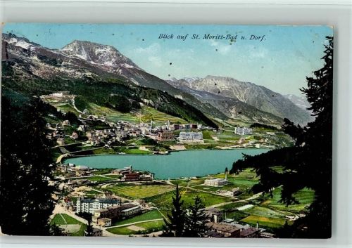 St. Moritz 1913 Blick auf St. Moritz-Bad und Dorf