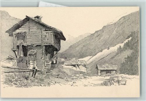 Zinal 1899 Dorf, sehr gute Erhaltung AK