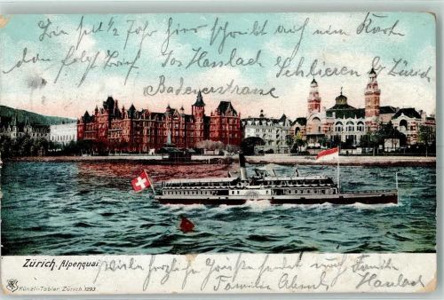Zürich 1903 Alpenquai Motorschiff