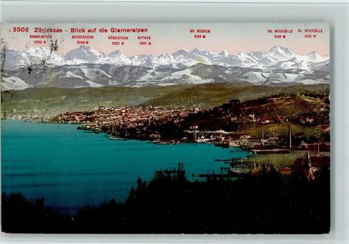 Zürichsee 1911 Blick auf die Glarneralpen
