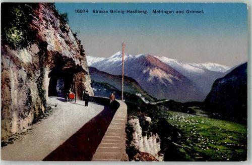 Meiringen 1917 Straße Brünig Hasliberg Grimsel Pferdewagen