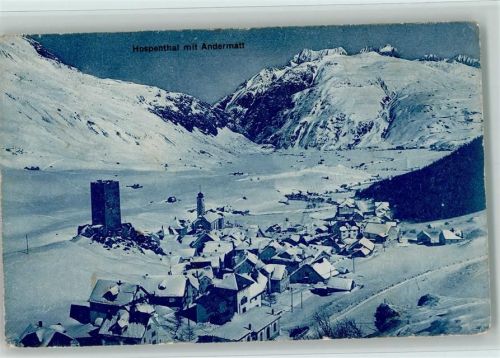 Hospental 1912 mit Andermatt Winter