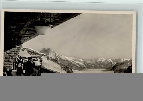 Jungfraujoch Blick von der Berghausterrasse auf Aletschlgetscher