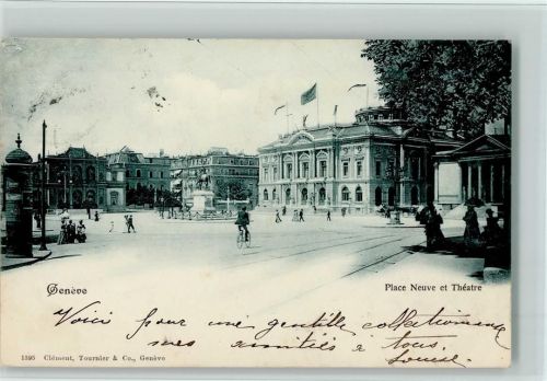 Genève Place Neuve et Théatre Litfasssäule