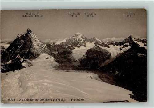 1920 Phototypie 2925 - Au sommet du Breithorn , gute Erhaltung AK