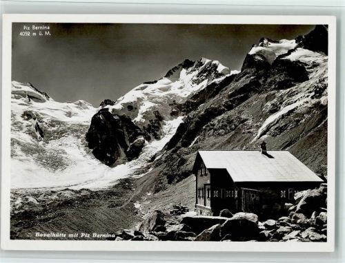 Piz Bernina Bovalhütte mit Piz Bernina