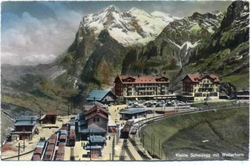 um 1955/60 Schweiz, Kleine Scheidegg mit Wetterhorn,Eugelberger AKU2