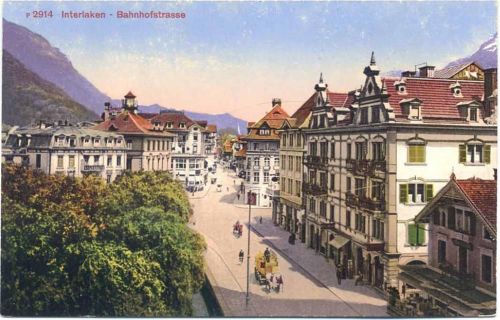 um 1910/20 Interlaken, Bahnhofstraße,Photoglob AKU2
