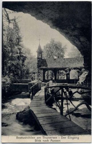 um 1910/20 Bern: Beatushöhlen am Thunersee, der Eingang Blick nach Außen,R. Gabler AKU2