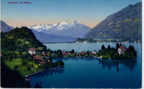 um 1910/20 Iselwald mit Niesen, See. K: Bern. Schweiz. Nr. 4058.,Schild Bichsel AKU2