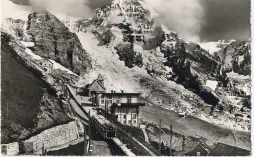 um 1950/60 Grindelwald, Kt. Bern, Schweiz, Station Eigergletscher der Jungfraubahn, Bergbahn,Götz AKU2