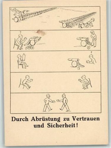 Durch Abrüstung zu Vertrauen u. Sicherheit - Karikatur - Jugendgemeinschaft "Nie wieder Krieg" Militär Schweiz
