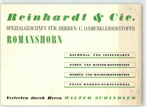 8590 Romanshorn - Spezialgeschäft für Herren- und Damenkleiderstoffe Reinhardt & Cie.