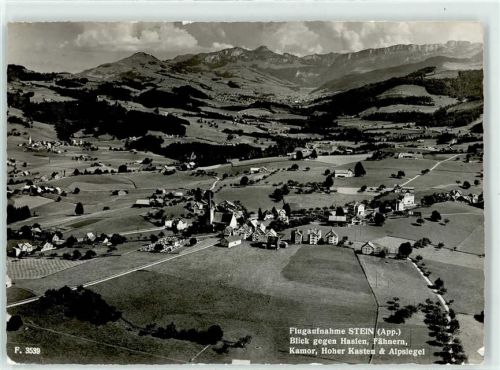 9063 Stein AR - Fliegeraufnahme Blick gegen Haslen Fähnern Kamor Hoher Kasten Alpsiegel