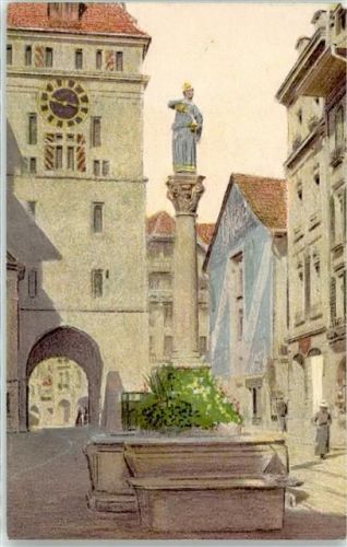 3000 Bern Berne Lithographie / Künstlerkarte Der Seilerbrunnen Marktgasse