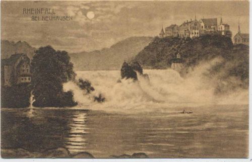 1906 - Schweiz, Kant. Schaffhausen, Neuhausen: Blick auf den Rheinfall mit Schloss Laufen (castle),W. Brunner AKU1