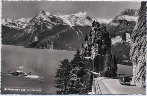 um 1950-60 - Axenstraße, Blick über den See zum Urirotstock,Globetrotter Gmbh AKU1