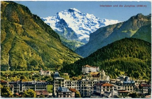um 1953 - Interlaken und die Jungfrau. K: Bern. Schweiz. Nr. 5277.,Photoglob AKU1