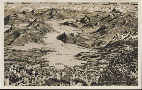 um 1930/40 - Luzern, Schweiz, Vierwaldstättersee und Umgebung, Bergmassiv,Wehrliverlag Zürich AKU1