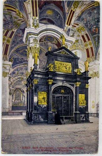 1914 - Einsiedeln, Kt. Schwyz, Schweiz, Kloster Einsiedeln, Inneres der Kirche mit Mutter Gottes-Kapelle, Kirchenkunst, Religion,Photoglob AKU2