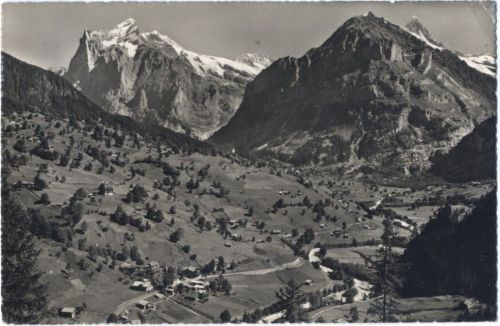 1949 - Schwendi bei Grindelwald, mit Wetterhorn und Mettenberg,R. Schadel AKU2