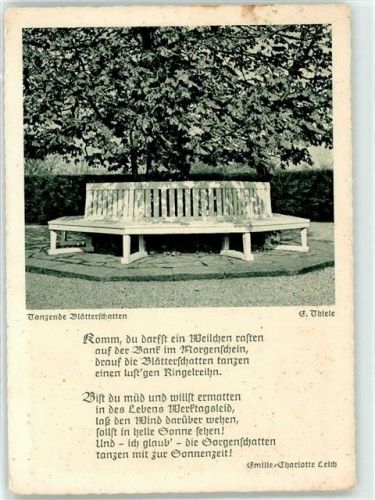 8400 Winterthur - Gedicht Tanzende Blätterschatten von Emilie Charlotte Leich Ort lt. Stempel