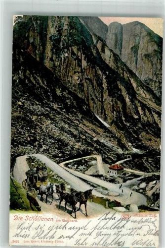 Sankt Gotthard TI 1903 Foto AK Postkutsche Schöllenen