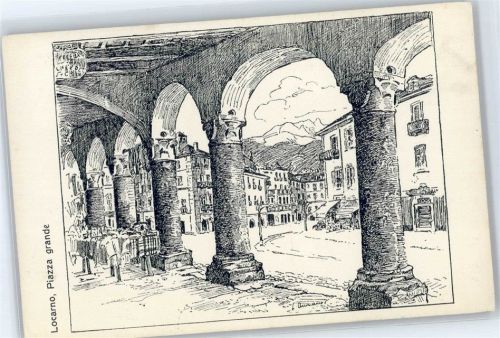 6600 Locarno - Piazza grande, Künstler-Karte AKU1