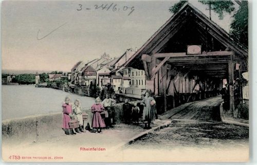 4310 Rheinfelden Lithographie 1909 Brücke