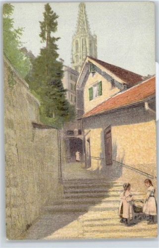 3000 Bern Berne Lithographie / Künstlerkarte Fricktreppe AKU2