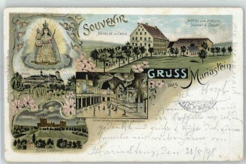 4115 Mariastein 1898 - Hotel zum Kreuz Unterirdische Gnadenkapelle Ruine Landskron Kloster Gnadenbild